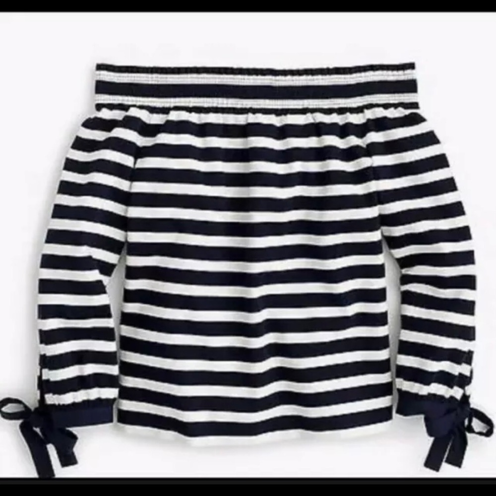 J Crew Navy and White Strapless shirt